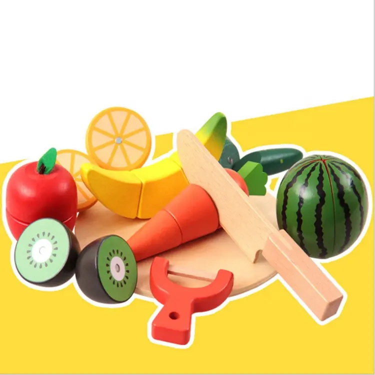 Hoge Kwaliteit Kind Pretend Play Set Houten Magnetische Voedsel Snijden Fruit Groenten Speelgoed