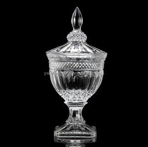 Elegante E Bella di Vetro Cibo/Della Caramella Barattolo Di Archiviazione di Grande Chiaro Vaso di Vetro Con Coperchio vaso di Caramelle con alto piede di vetro