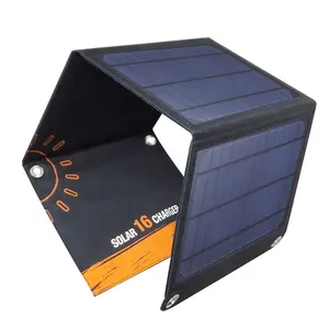 Carregador solar dobrável para smartphones, painel carregador solar 16w, carga rápida, para smartphones ou notebooks