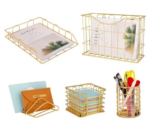Ensemble <span class=keywords><strong>de</strong></span> 5 organisateurs <span class=keywords><strong>de</strong></span> <span class=keywords><strong>bureau</strong></span>, ensemble d'accessoires <span class=keywords><strong>de</strong></span> <span class=keywords><strong>bureau</strong></span> en or rose - Product Image 1