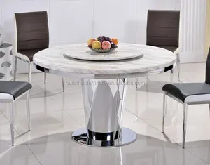 Wholesale kitchen dining room furniture marble top 8 seater round dining table
