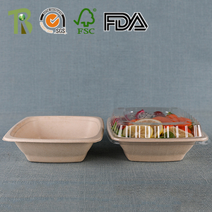 Buena calidad frutas sacar desechables bagazo recipiente cuadrado - Product Image 4