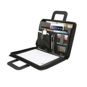 Alta calidad pu cuero cartera de negocios para el <span class=keywords><strong>hombre</strong></span> documento carpeta A4 cremallera cuero maletín con asa - Product Image 5
