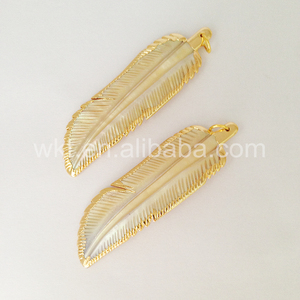 WT-P763 Grosir Liontin Bulu Kerang Laut Alami 18K Liontin Bulu Kerang Ukir Lapis Emas Asli - Product Image 4