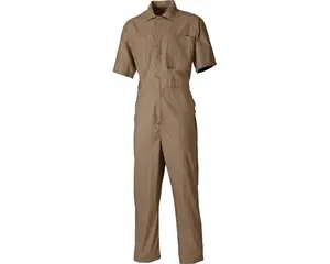 Coverall Ringan Kaos Kain Campur Dasar Lengan Pendek Katun 65% Poliester 35% Pria Musim Panas