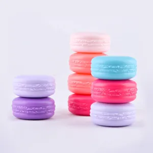 Cookie shape macaron container 5g 10g plastic cosmetic cream jar for lip balm and eye shadow