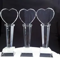 HBL Costomerized iş düğün hediyesi sütun ödülü kalp şeklinde kristal Trophy
