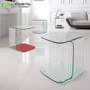 Nửa Mặt Trăng Hình Rõ Ràng Bent Glass <span class=keywords><strong>Sofa</strong></span> Side Bảng - Product Image 3