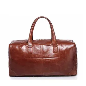 यात्रा चमड़े पुरुषों की Holdall सामान बैग OEM चीन निर्माता अवकाश असली लेदर बैग ले जाने