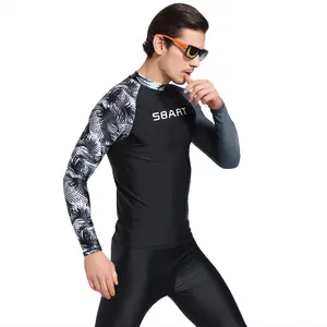 Sbart เสื้อโต้คลื่น Rashguard Upf50 +,เสื้อโต้คลื่นเสื้อว่ายน้ำเสื้อป้องกันรังสียูวีชุดรัชการ์ดสำหรับผู้ชาย