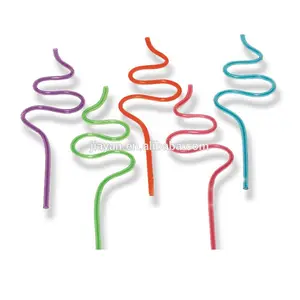 Eco Customized Crazy Curly Loop Plastic Drinking Straws Healthy Colourful Birthday Wedding Party Decorations Funny party straws