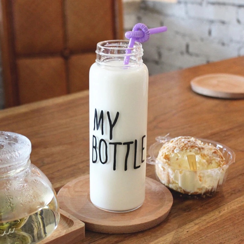 16oz Korea style my bottle glass lemonade promotional cup Glass Drinking Water Bottle