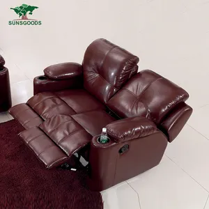 Venta al por mayor 2 plazas sofás-Sofás reclinables de cuero de 2 plazas de alta calidad, reclinables de cuero de 3 y 2 plazas