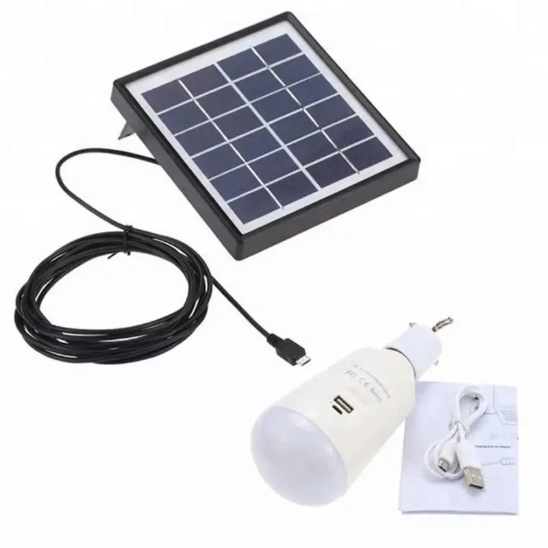 solar panel system China manufacturer solar battery e27 led bulbs with a portable hook