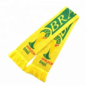 高品质100% 亚克力针织足球围巾2022巴西美洲杯针织巴西围巾