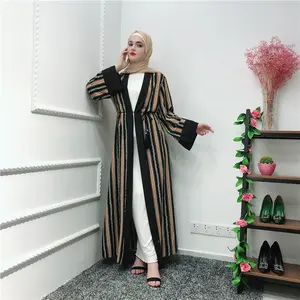 Vestido com estampa da listra, vestido de estilo dubai, arábia saudita, abaya, 2019