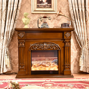 Lò Sưởi Cổ Bằng Gỗ Khắc Tay Màu Nâu Có Chèn Điện (MOQ = 1 Bộ) - Product Image 2