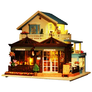 Ahşap minyatür dollhouse montessori yüksek ahşap oyuncaklar eğitici gençler için