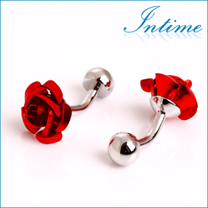 romantico rosa delle donne fiore gemelli collegamento di polsino - Product Image 2
