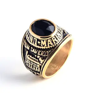 Cheap Plating Gold College Antique Military Ring