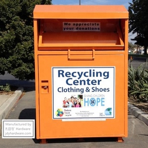 Poubelle à dons personnalisée à grande fenêtre seau de rangement en acier recyclé bon marché donation <span class=keywords><strong>rectangulaire</strong></span> de vêtements d'extérieur taille personnalisée disponible - Product Image 4