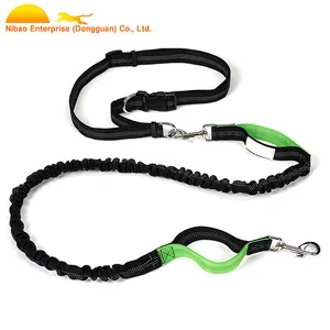 Pets hands free dog leash dual handle extendible bungee adjustable waist belt for running leash