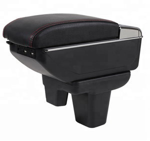 Boîte d'<span class=keywords><strong>accoudoir</strong></span> en cuir DAIAO, console de rangement centrale Mk2, accessoire de rangement intérieur avec chargeur USB (Ligne Rouge) - Product Image 1