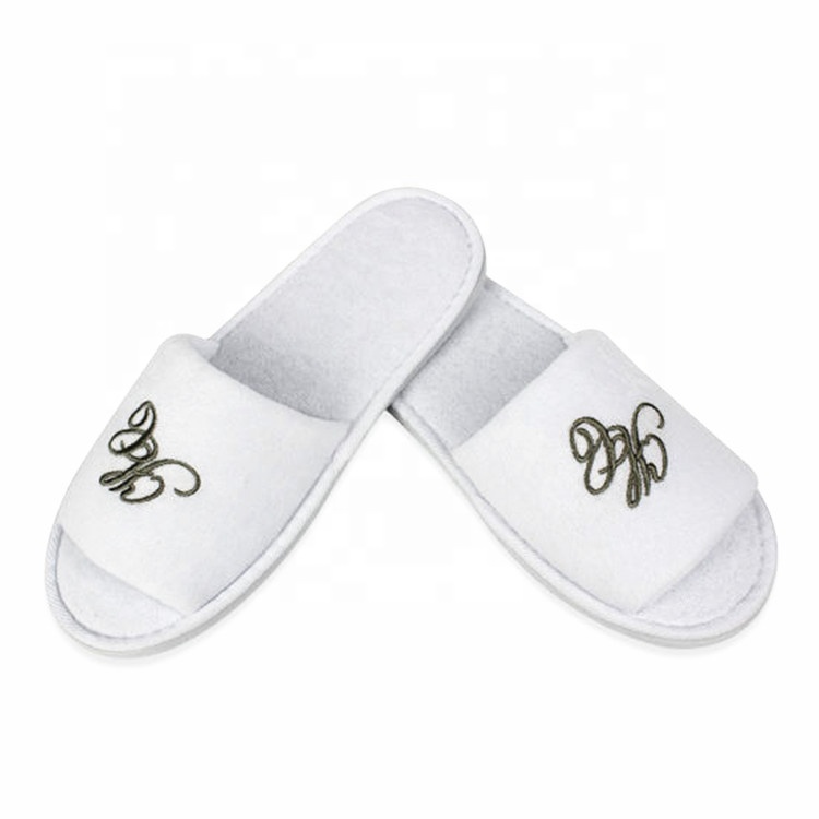 Пользовательские вышитые закрытые тапочки оптом хлопковые тапочки для спальни отеля