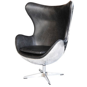 วินเทจ Spitfire สีดำการบินหนังแท้เก้าอี้สำนักงาน - Product Image 1