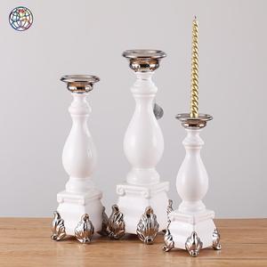 Portacandele in Ceramica di Alta Qualità, Produzione di Fabbrica, <span class=keywords><strong>Bianco</strong></span> e Argento, Lungo Stelo per Candele Votive - Product Image 3