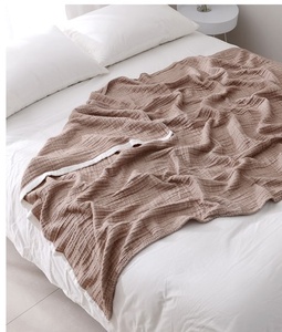 Écologique tissé Super doux épais 4 couches adulte coton mousseline Portable portable solide quatre saisons lit couette couverture maison - Product Image 4