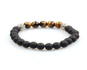 HSQ pierre de lave d'énergie volcanique pierre chakra sept coloré Bouddha perles bracelet pour la vente en gros - Product Image 6