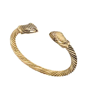 Vòng Tay Bạc Cổ Thời Trang Đầu Rắn Thời Trang Vikings Trang Sức Nam Viking Cuff Bangle Bracelet