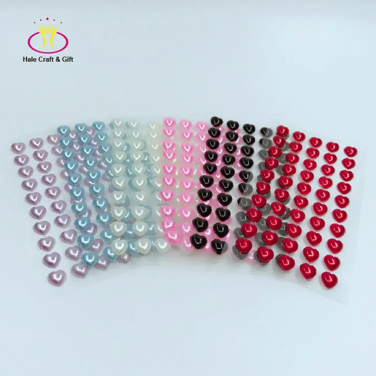 Decorative Self-adhesive Heart Shape Pearl And Rhinestone Acrylic Sticker