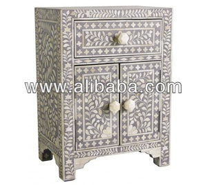 Mesita de noche de armario de sala de estar con incrustaciones de hueso de madera para el hogar, o baño Hotel, muebles multiusos - Product Image 3