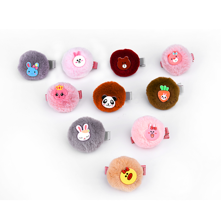 Уникальный дизайн заколки для волос аксессуары модные корейские пользовательские Меховые помпоны детские заколки для волос