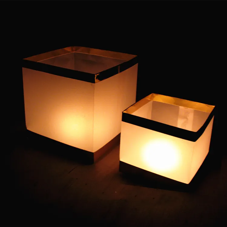 Hot Sale Square Biologisch abbaubares Papier Floating Lighted Wishing Water Lantern Öko-Wunsch laternen
