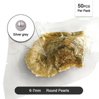 Akiya — billes de perles séchées sous vide, couleur gris argent, argent, vente en gros, 6-7mm, livraison gratuite