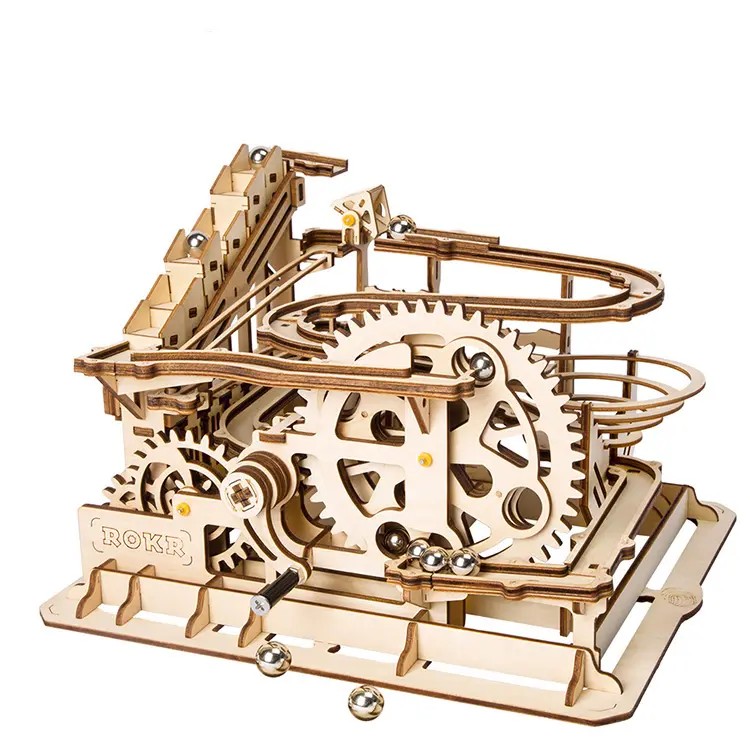 Robotime-rompecabezas mecánico de madera 3D, Rokr, canicas Run LG501