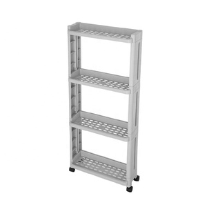 Narrow Bathroom 4 Tier Plastic <strong>Slim</strong> Storage <strong>Shelf</strong> with Wheels Carrito Estrecho De Bano Con Ruedas - Product Image 2