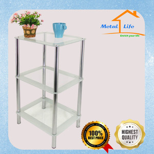 Moderno claro estantes de baño de vidrio templado estante de la mesa lateral - Product Image 2