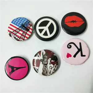 Round Smiling face tinplate badge Oval National flag metal plastic badge brooch pin for bags jeans uniform