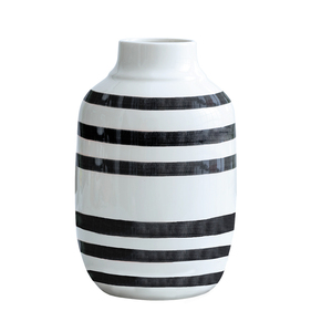 <strong>Personalised</strong> Bee Belly Design Modern Elegant Stripe Black and White Round Tabletop Ceramic <strong>Vase</strong> - Product Image 1