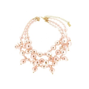 Collar de Perlas de Tres Capas, Diseño de Collar de Perlas Grandes, Joyería de Perlas Grises, Rosas y Negras - Product Image 4