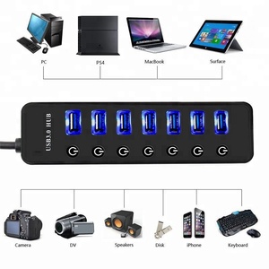 Multi <span class=keywords><strong>USB</strong></span> <span class=keywords><strong>Hub</strong></span> 30 3.0, séparateur de données 7 ports, avec commutateurs individuels, 5Gbps - Product Image 6