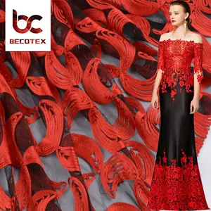 Più nuovi Disegni Africano Solubile In Acqua Ricamato <span class=keywords><strong>rosso</strong></span> Guipure Cavo <span class=keywords><strong>Tulle</strong></span> Tessuti di Pizzo - Product Image 1