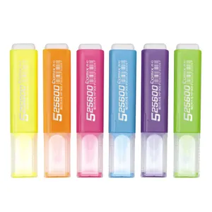 Warna-warna cerah yang jelas plastik 6 Warna Highlighter Pena