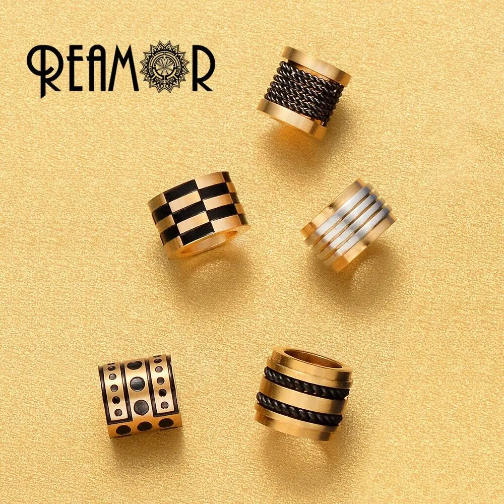 REAMOR Stainless Steel PVD Metal Spacer Micro Paved Bead Gold Plated Beads Accessories For DIY Bracelet Jewelry Making Wholesale