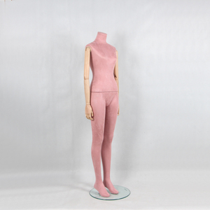 Maniquíes de Costura Femeninos de Tela de Terciopelo <span class=keywords><strong>con</strong></span> <span class=keywords><strong>Brazos</strong></span> <span class=keywords><strong>Articulados</strong></span> de Madera, Maniquíes de Espuma para Ropa Interior Femenina sin Cabeza - Product Image 5