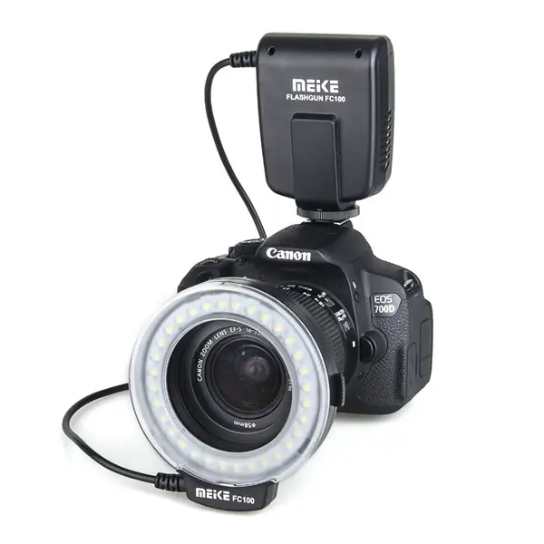 FC-100 MEIKE Macro LED Ring Flash/Speedlite Light With Lens Adapter 49mm,52mm,55mm,58mm,62mm,67mm,72mm,77mm,82mm